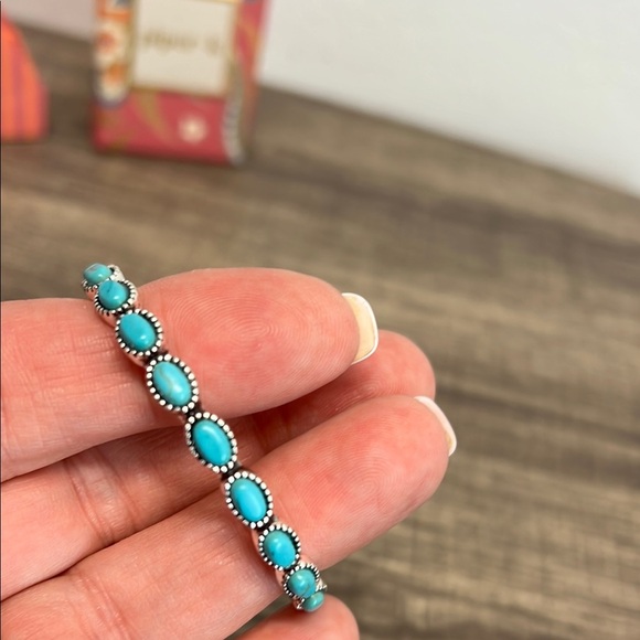 Piper K | Reconstituted Turquoise Hoop Earrings - Picture 6 of 6